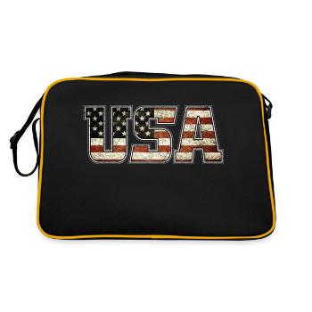USA Flag Typo (à l'ancienne) - Sac Retro - noir/or - Dos