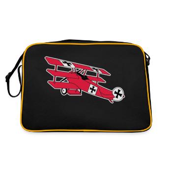 Fokker Airplane Flugzeug Roter Baron Red World War - Retro Bag - black/gold - Back