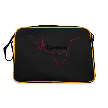 Herz für Monnem - Tribal Art Design - Retro Tasche - Schwarz/Gold - Hinten