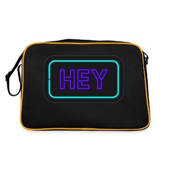 Hey Neon Shield Design - Retro Bag - black/gold - Back