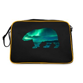 Polar Bear Northern Lights design - Retro Bag - black/gold - Back