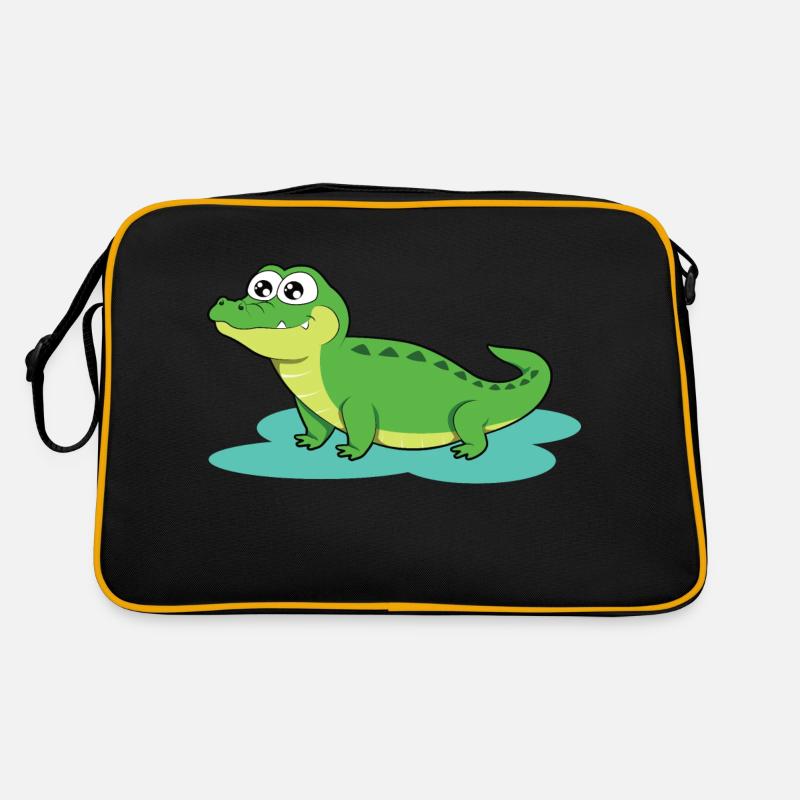 Krokodil - Retro Tasche - Schwarz/Gold