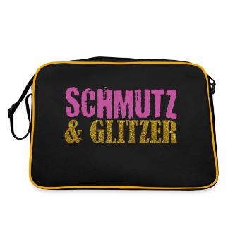 Muddy run shirt mud Schmutz Glitzer Lauf Frauen - Retro Tasche - Schwarz/Gold - Hinten