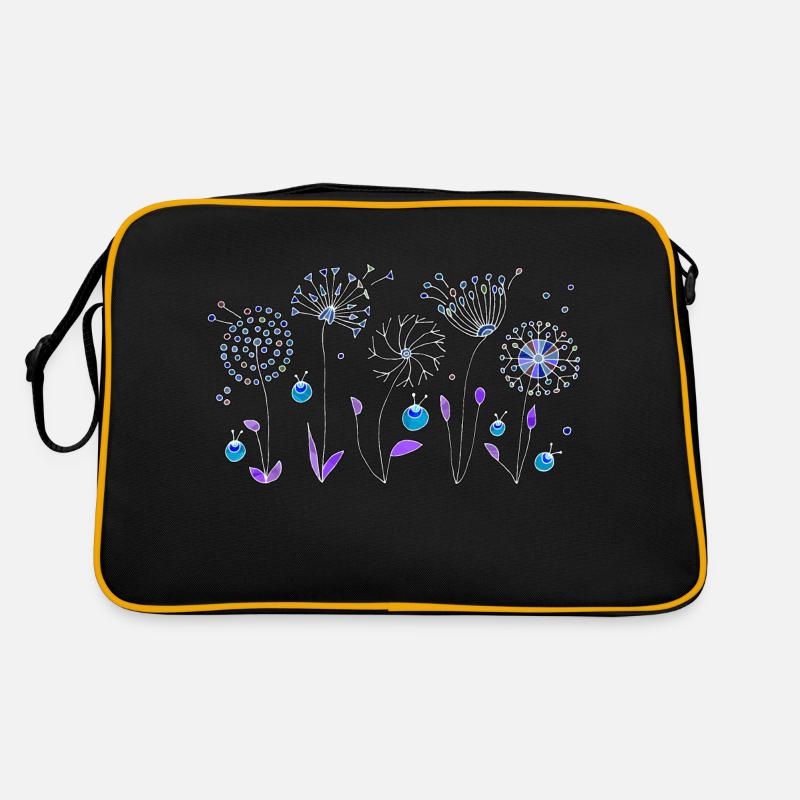 Blumen - Retro Tasche - Schwarz/Gold