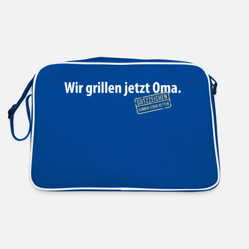 Wir grillen jetzt Oma Satzzeichen Komma Leben Omi Retro Tasche