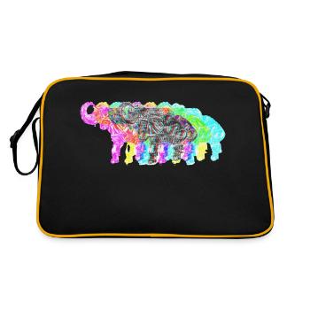 Edelfant Elefant PopArt - Retro Tasche - Schwarz/Gold - Hinten
