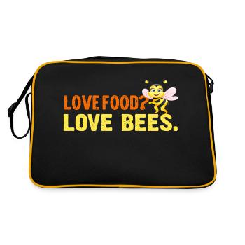 Love Food? Love Bees. - Retro Tasche - Schwarz/Gold - Hinten