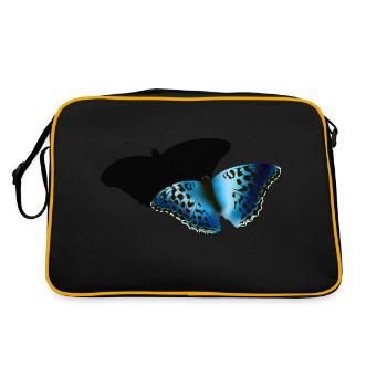 Blauer Schmetterling - Retro Tasche - Schwarz/Gold - Hinten