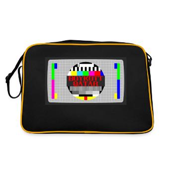 Boycott Qatar shut down Qatar No to the World Cup in QTR - Retro Bag - black/gold - Back