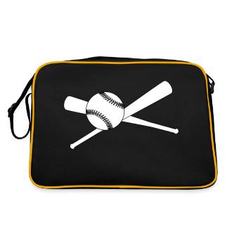 Baseball und 2 Schläger - Retro Tasche - Schwarz/Gold - Hinten