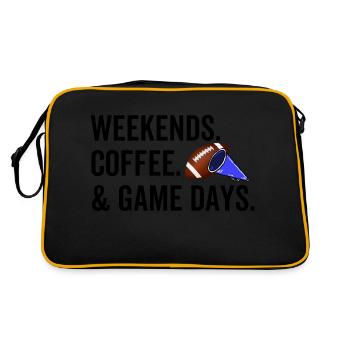 Wochenenden Kaffee Spieltage - Retro Tasche - Schwarz/Gold - Hinten