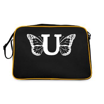 letter U butterfly - Retro Bag - black/gold - Back