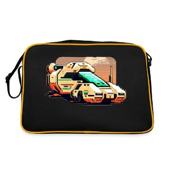 Futuristic transporter on a planet - Retro Bag - black/gold - Back