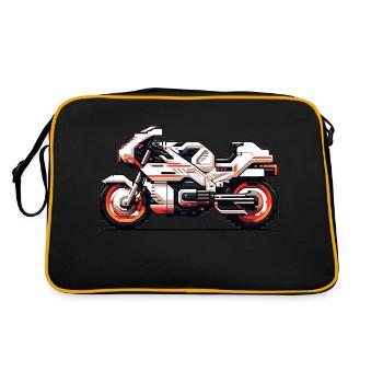 Motorcycle racing machine as 8 bit vector - Retro Bag - black/gold - Back