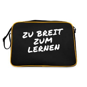 Zu breit zum lernen - Retro Tasche - Schwarz/Gold - Hinten