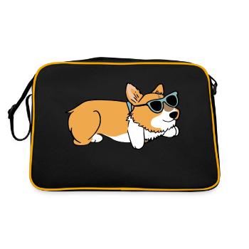 Chilled Corgi - Retro Bag - black/gold - Back