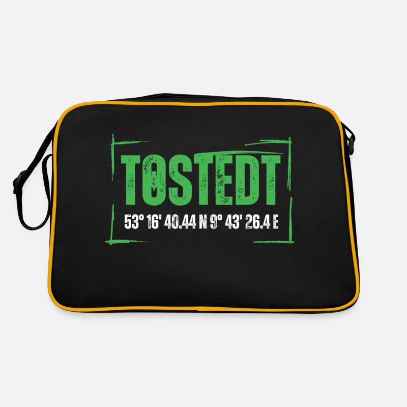 Tostedt Breiten und Längengrad Samtgemeinde - Retro Tasche - Schwarz/Gold