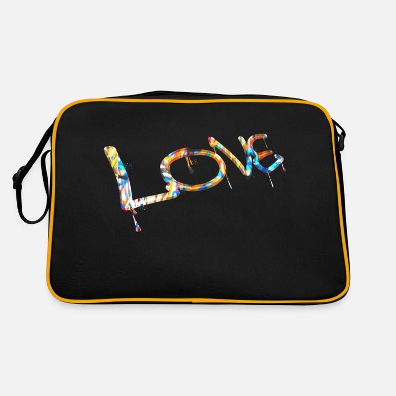 Graffiti-Stil Splash Hip-Hop-Farben Maler Liebe - Retro Tasche - Schwarz/Gold