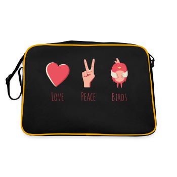 Vögel - Retro Tasche - Schwarz/Gold - Hinten