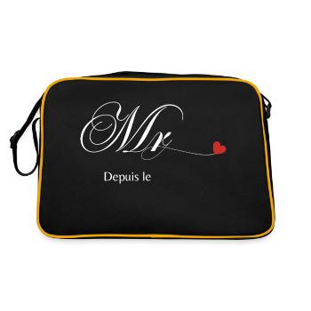 T-shirt personnalisé de couple assorti Mr et Mme - Sac Retro - noir/or - Dos