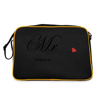 T-shirt personnalisé de couple assorti Mr et Mme - Sac Retro - noir/or - Dos