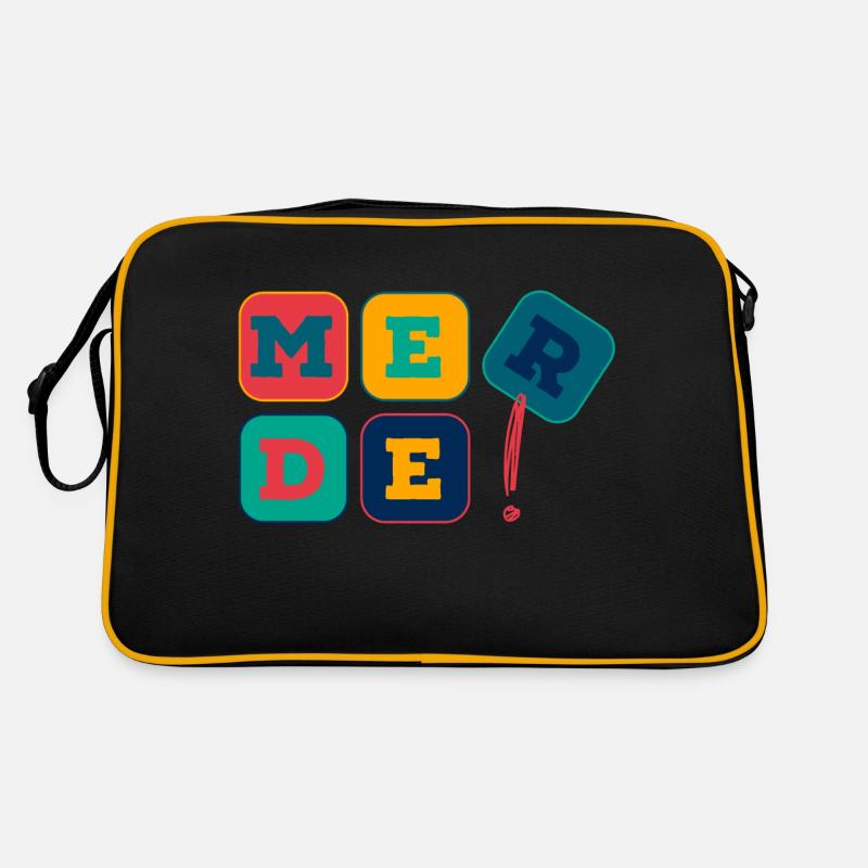 Merde! - Nicht mit mir! - Retro Tasche - Schwarz/Gold