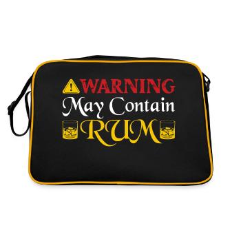 Warning May Contain Rum Drinking Alcohol - Retro Tasche - Schwarz/Gold - Hinten