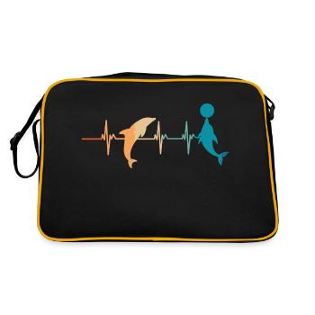 Delphin-Herzschlag - Retro Tasche - Schwarz/Gold - Hinten