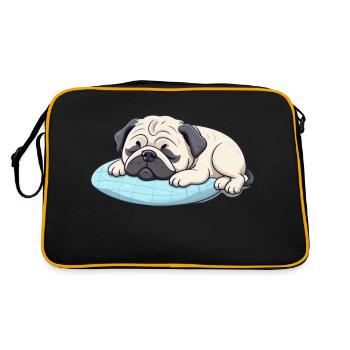 Lazy Pug I Sleepy Puggy I Cute Pug Chills - Retro Bag - black/gold - Back
