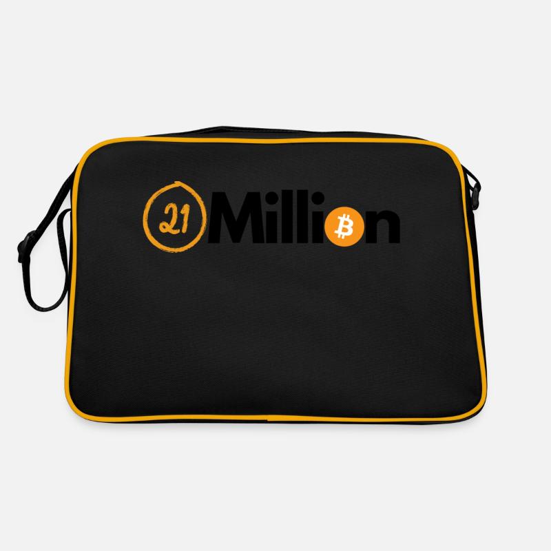 Krypto 21 Million BTC Bitcoin - Retro Tasche - Schwarz/Gold