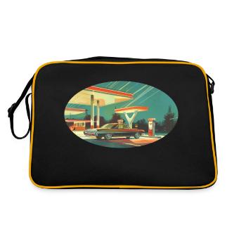 Benzinbrüder Tankstelle - Retro Tasche - Schwarz/Gold - Hinten