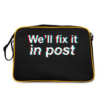 We'll fix it in post. Glitch. Texte Blanc. - Sac Retro - noir/or - Dos