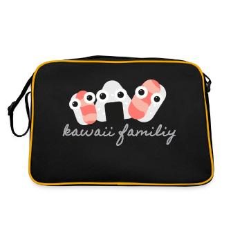 Kawaii,Familie,sushi,reis,Japan - Retro Tasche - Schwarz/Gold - Hinten