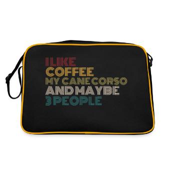 Kaffeeliebhaber Cane Corso Hundebesitzer Lustiges Zitat Vin - Retro Tasche - Schwarz/Gold - Hinten