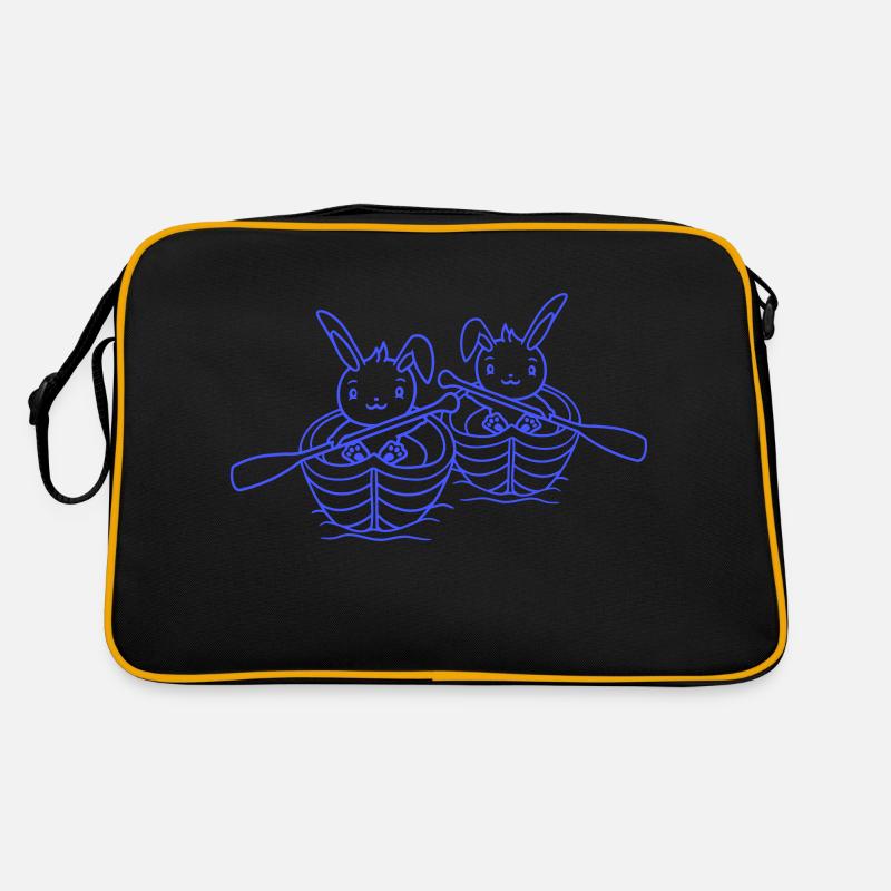 Deux mignons lapins lapin pagayer ramer bateau à rames Sac Retro