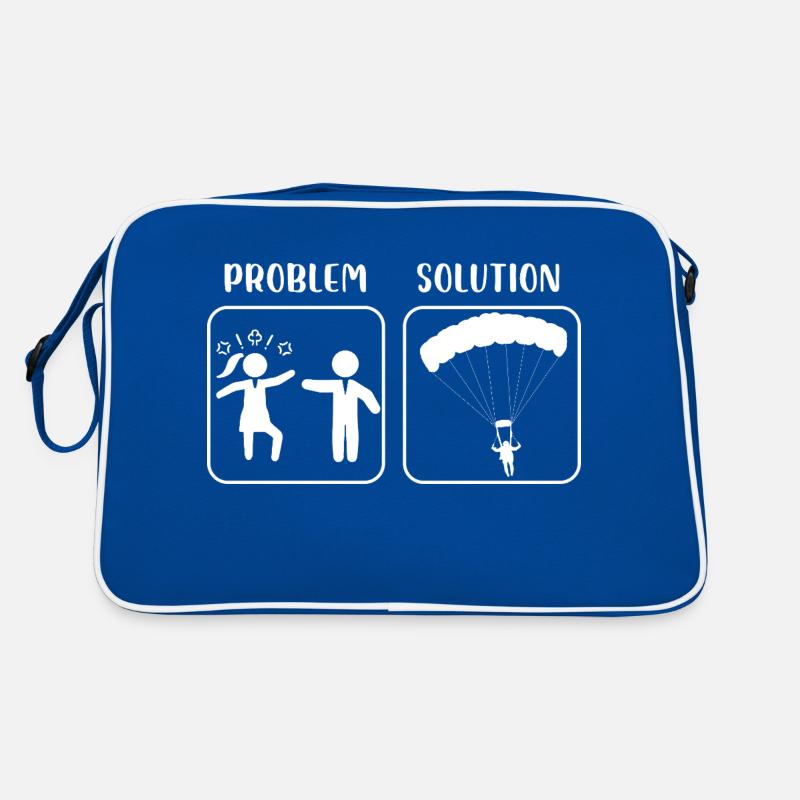 Problem Solution Wife Husband Parachute Skydiving Retro Bag