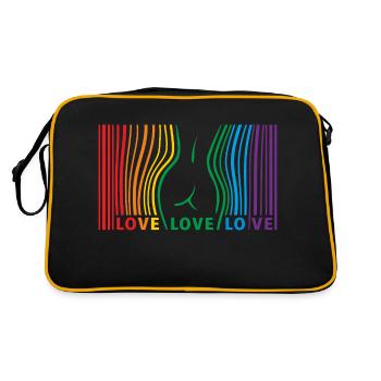LOVE LOVE LOVE - Retro Tasche - Schwarz/Gold - Hinten