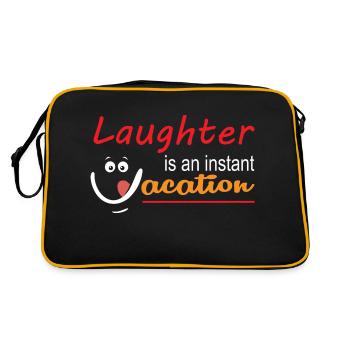 Lachen ist ein Kurzurlaub - Retro Tasche - Schwarz/Gold - Hinten