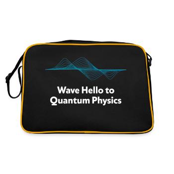 Wave Hello Quantum Physics Design - Retro Tasche - Schwarz/Gold - Hinten