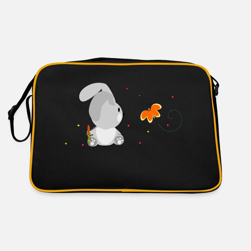 Le lapin et le papillon - Sac Retro - noir/or