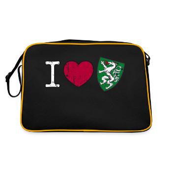 I love Steiermark Wappen Steirisch Geschenk - Retro Tasche - Schwarz/Gold - Hinten