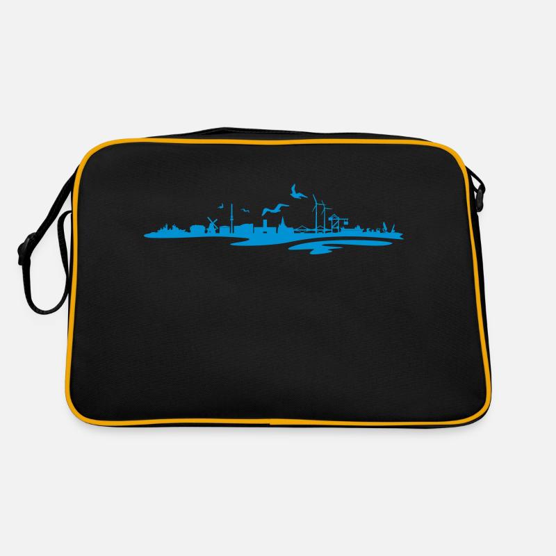 Skyline - Küste Wilhelmshaven - Retro Tasche - Schwarz/Gold