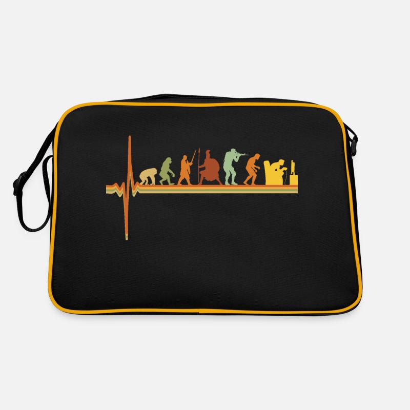 Gaming ECG Heartbeat Evolution Retro Gamer - Retro Bag - black/gold