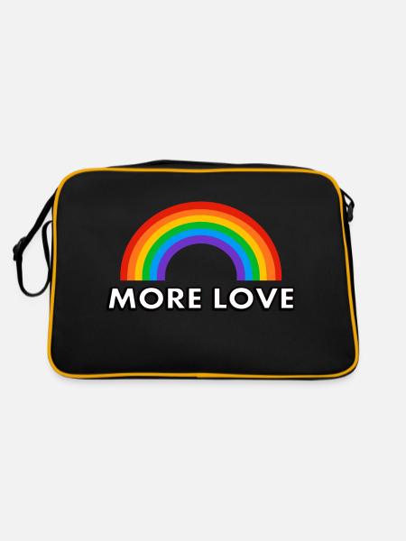 Regenbogen Mehr Liebe - Retro Tasche - Schwarz/Gold - Hinten