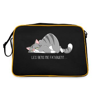 Menschen machen mich müde - Retro Tasche - Schwarz/Gold - Hinten