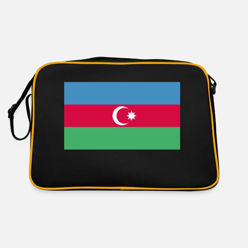 Aserbaidschans Flagge WM EM - Retro Tasche - Schwarz/Gold