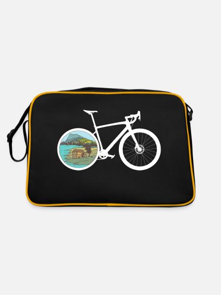 Gravel Bike See Rennrad Fahrrad lustige Geschenk - Retro Tasche - Schwarz/Gold - Hinten