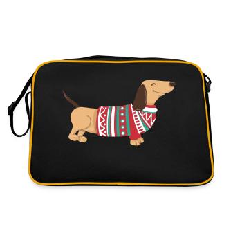 Drôle de Teckel de Noël Teckel de Noël Chien - Sac Retro - noir/or - Dos
