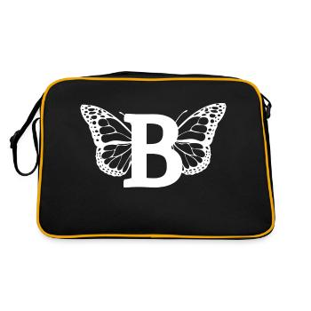 letter B butterfly - Retro Bag - black/gold - Back