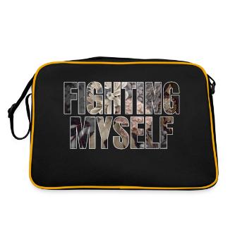 fighting myself Geschenk - Retro Tasche - Schwarz/Gold - Hinten